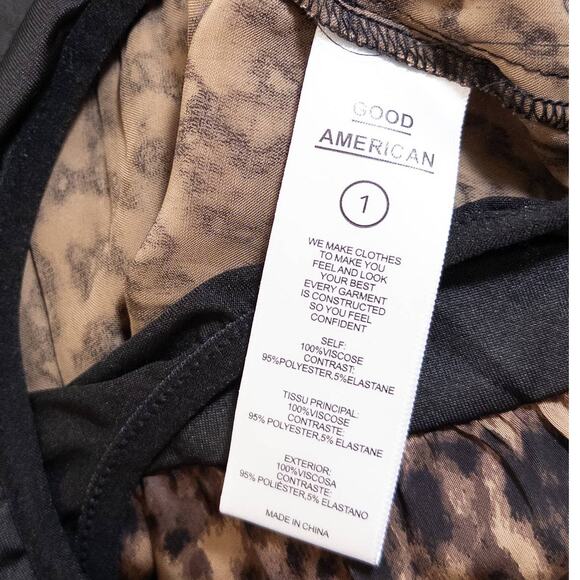 Good American NEW Sepia Leopard Faux Wrap Bodysuit Brown Black 1 or US Small - Picture 12 of 14